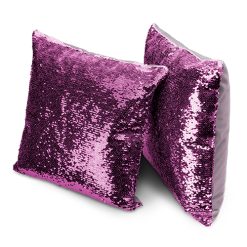 Housse de coussin a paillettes 40x40cmpourpre